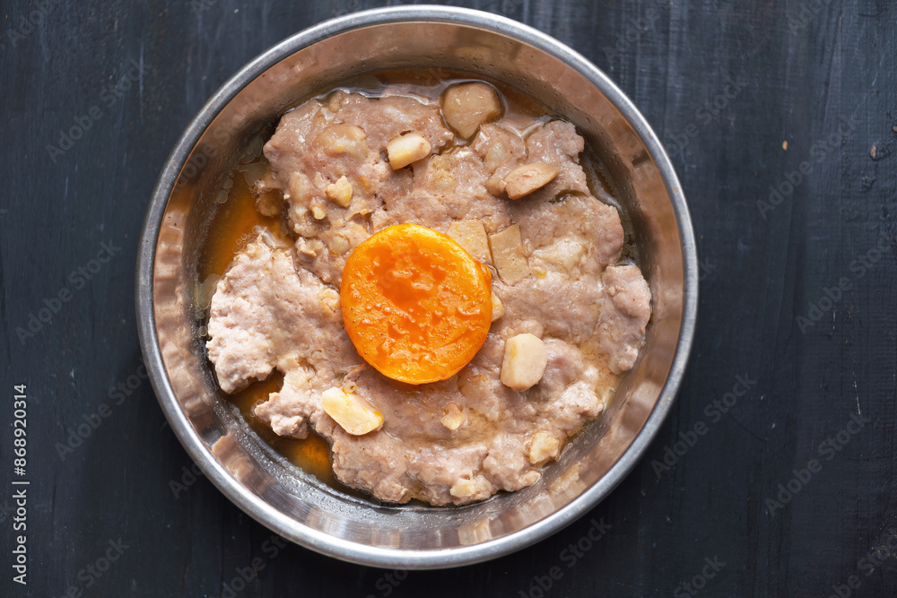 chinese steamed minced pork patty with salted egg comfort food
