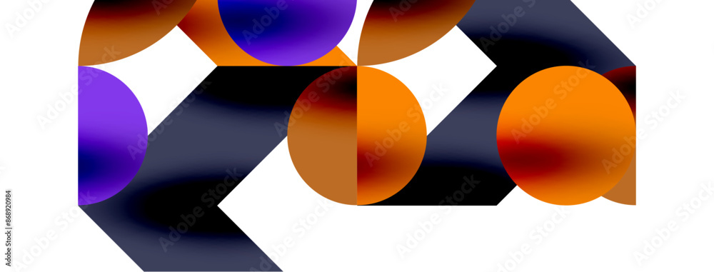 Metal color circles with shadows and other geometric elements composition for wallpaper, banner, background or landing Metal color circles with shadows and other geometric elements composition for wallpaper, banner, background or landing