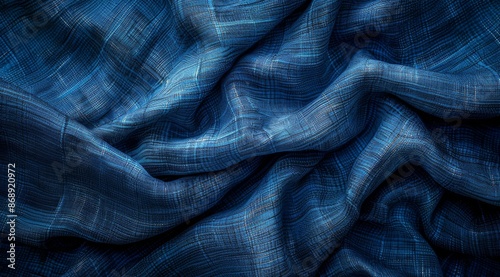 Blue Linen Fabric Closeup Texture