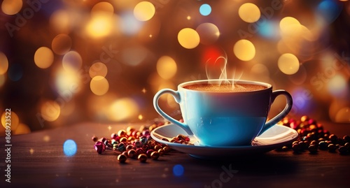 Warm Coffee and Festive Lights