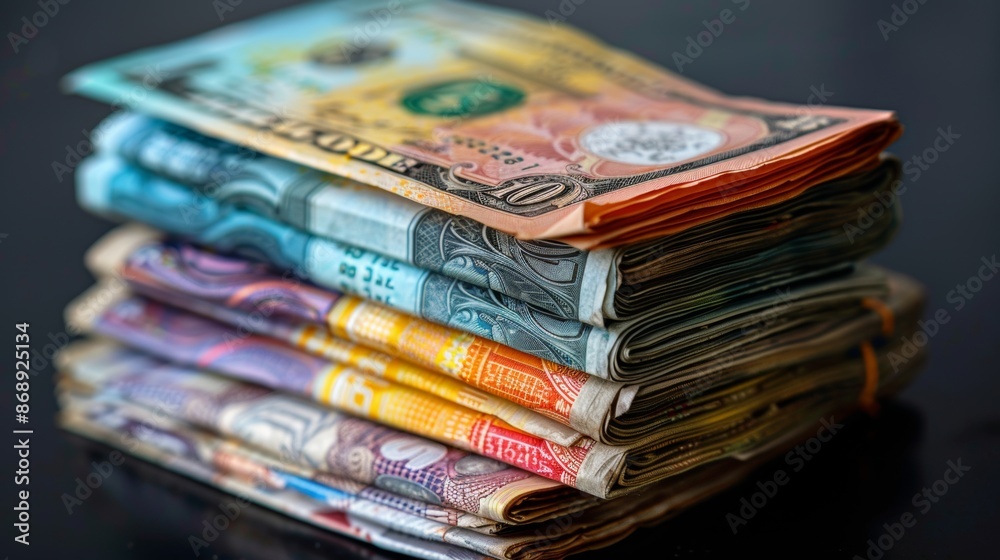 Stack of Banknotes on Black Background Stack of Banknotes on Black Background
