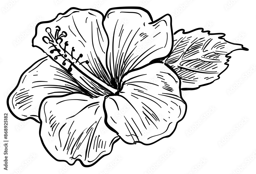 Fototapeta premium hibiscus flower handdrawn illustration