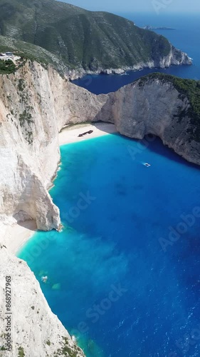 Navagio Shipwreck Beach Drone Raw photo