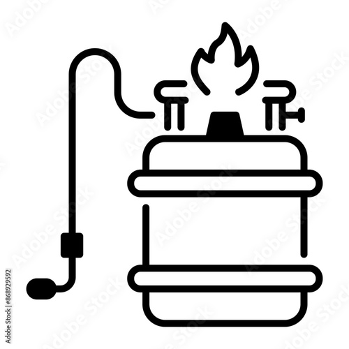 A line icon of burning gas cylinder 