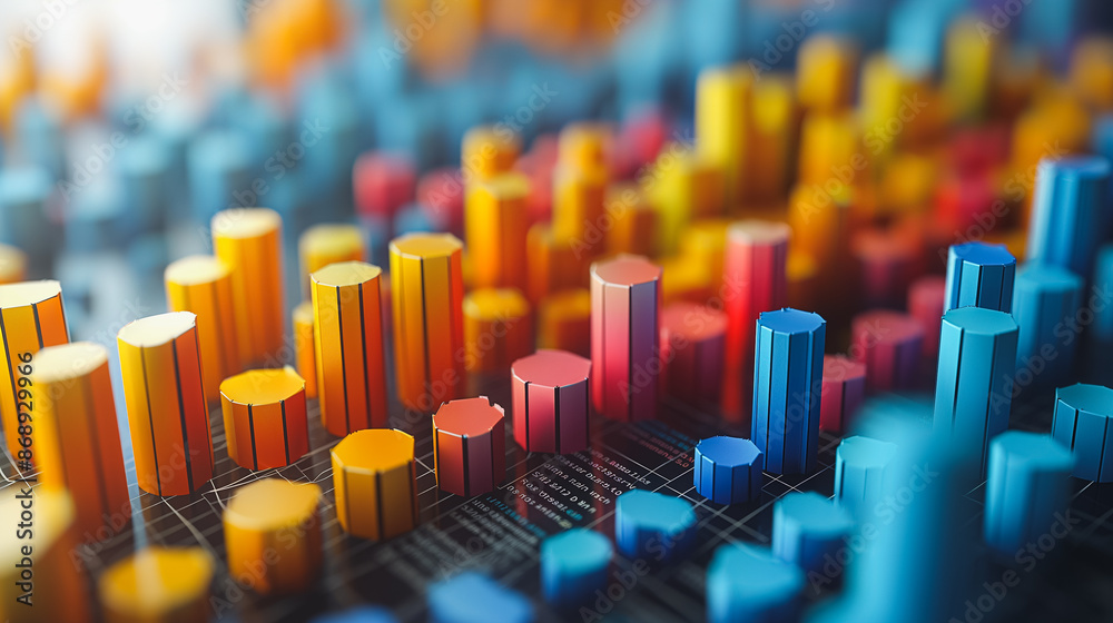 Fototapeta premium Incorporate advanced 3D effects into financial graphs for a polished and insightful presentation.
