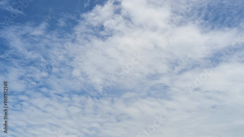 Timelapse of beautiful blue sky and white cloud with 4k resolution. The environment in the natural world.	
