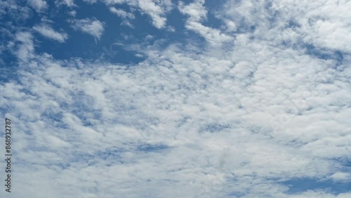 Timelapse of beautiful blue sky and white cloud with 4k resolution. The environment in the natural world.	