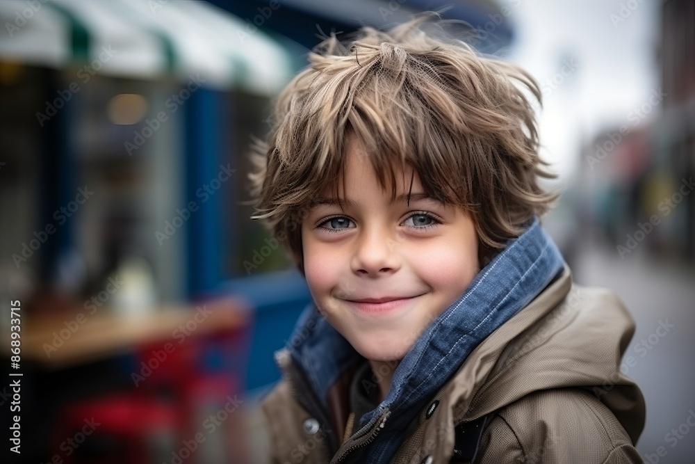 Portrait of a smiling boy in the city. Shallow depth of field. Portrait of a smiling boy in the city. Shallow depth of field.