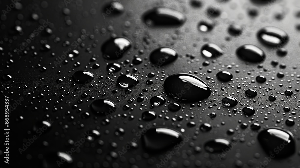 Water Droplets on a Black Surface Water Droplets on a Black Surface
