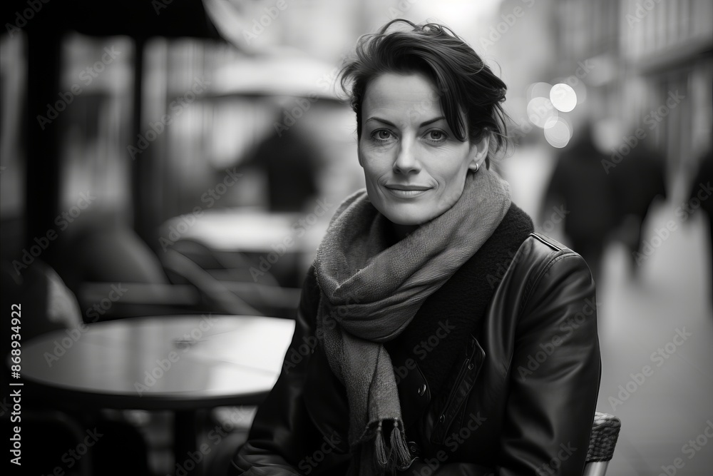 Portrait of a beautiful woman in a cafe. Black and white. Portrait of a beautiful woman in a cafe. Black and white.