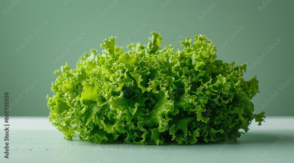 Obraz premium Fresh Green Lettuce Head on Gray Surface