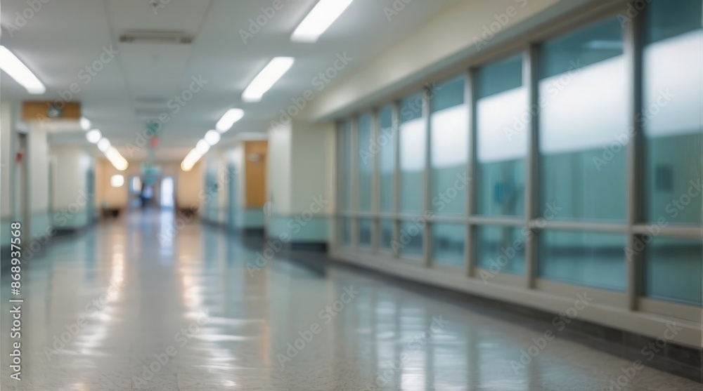 Blur image background of hospital clinic corridor empty hallway glass window ceiling door healthcare Blur image background of hospital clinic corridor empty hallway glass window ceiling door healthcare