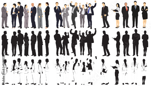 business people set silhouette