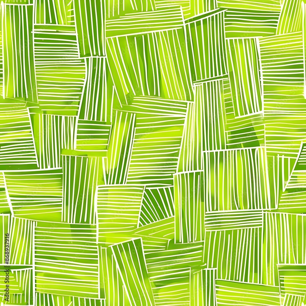 Lime green geometric pattern of hand drawn textured geometric tiles. Seamless doodle background of stripy mosaic fragments. Generative Ai Lime green geometric pattern of hand drawn textured geometric tiles. Seamless doodle background of stripy mosaic fragments. Generative Ai