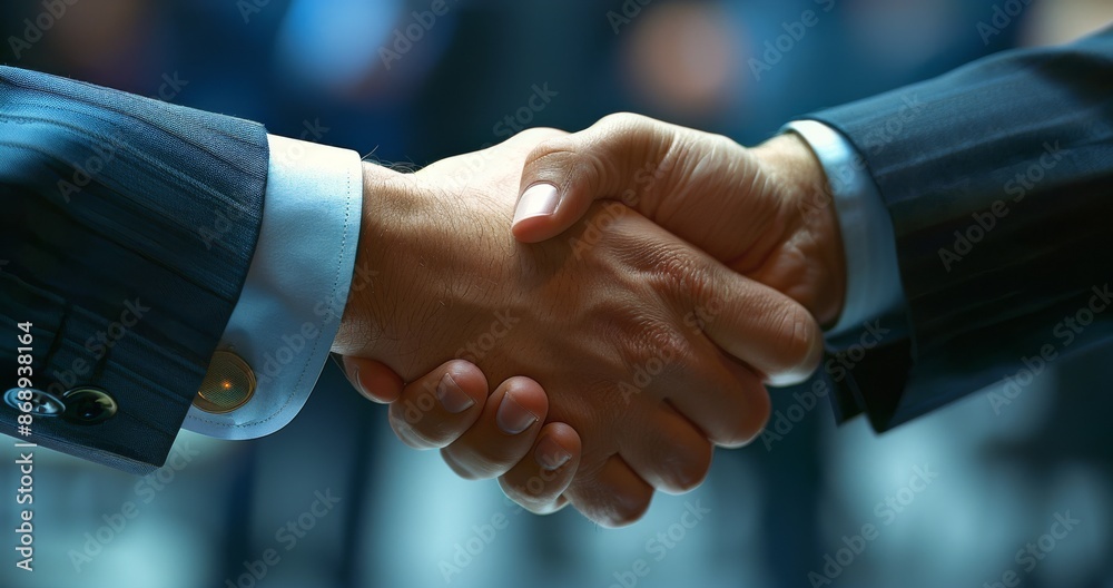 Partnership Sealed: Detailed Photograph of Business Handshake Symbolizing Cooperation and Satisfaction