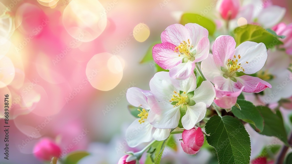 Beautiful spring image with Apple flowers close up with copyspace Beautiful spring image with Apple flowers close up with copyspace