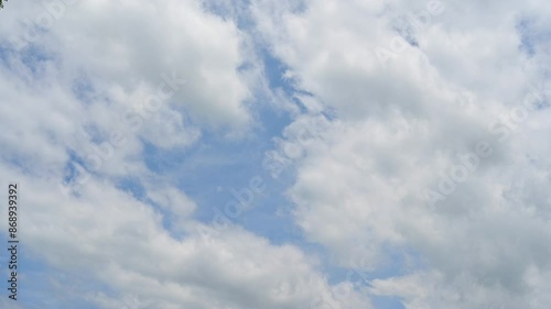 Timelapse of beautiful blue sky and white cloud with 4k resolution. The environment in the natural world.	