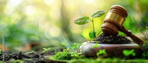 Legal documents with ESG compliance stamps, environmental law, sustainable governance