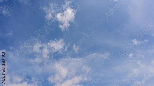 Timelapse of beautiful blue sky and white cloud with 4k resolution. The environment in the natural world.	
