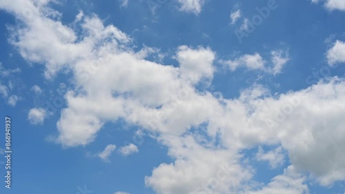 Timelapse of beautiful blue sky and white cloud with 4k resolution. The environment in the natural world.	