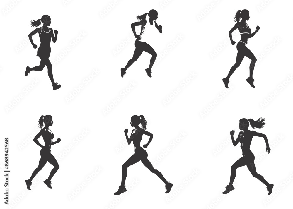 silhouette running woman. Vector people running silhouettes silhouette running woman. Vector people running silhouettes