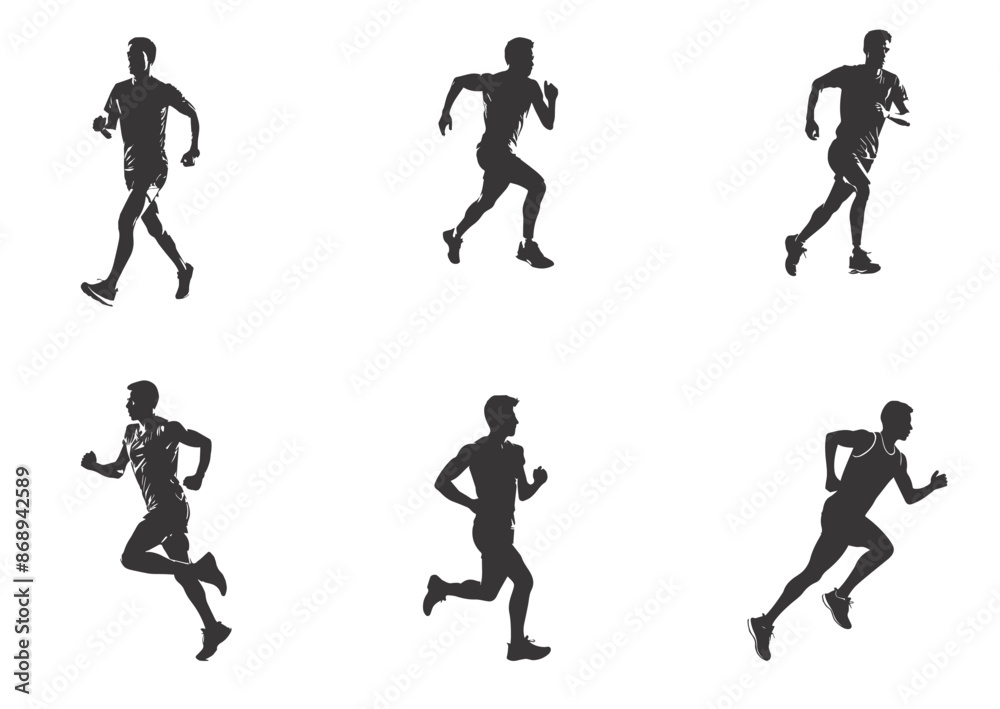 silhouette running man. Vector people running silhouettes silhouette running man. Vector people running silhouettes