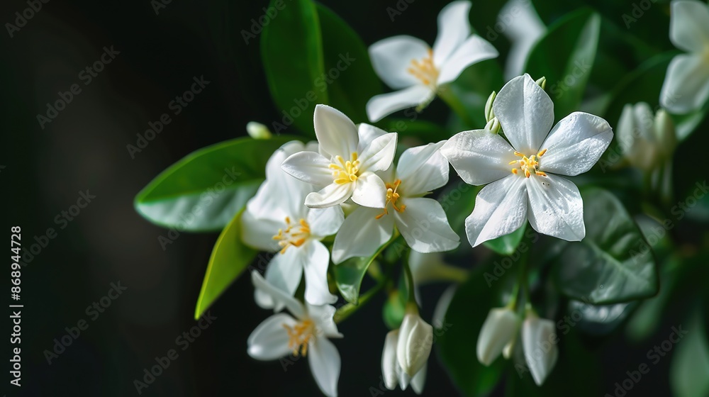 Night flowering Jasmine with dark background Night flowering Jasmine with dark background