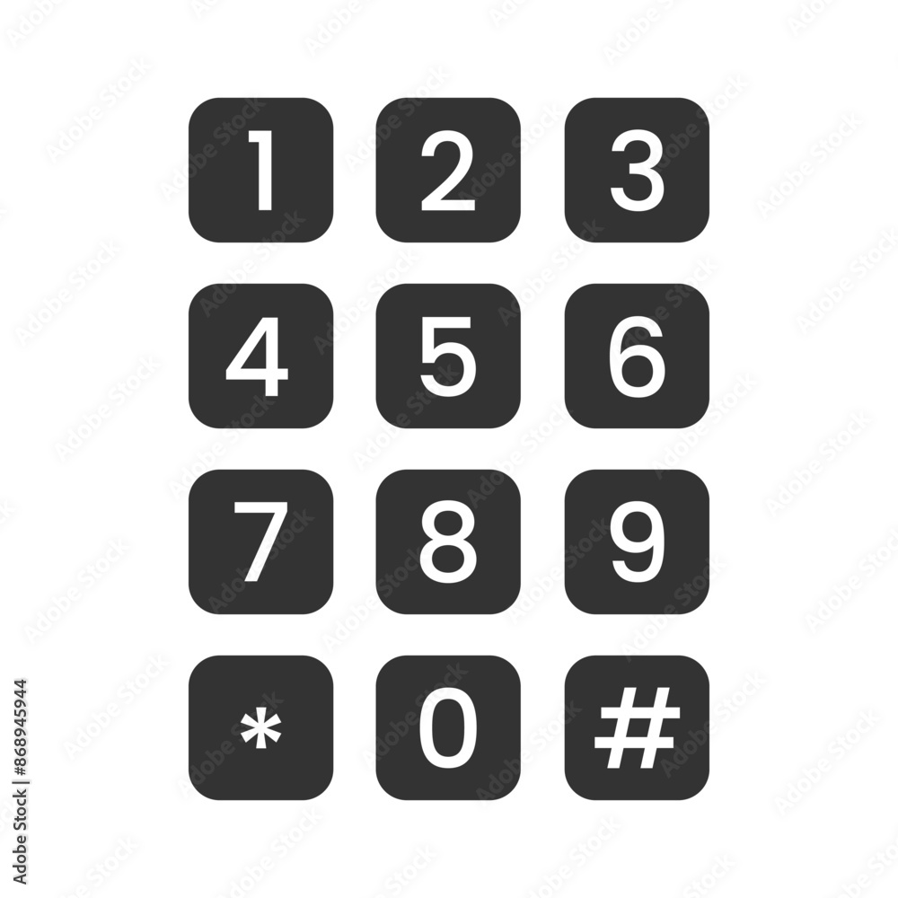 Number pad icon isolated vector illustration. Number pad icon isolated vector illustration.