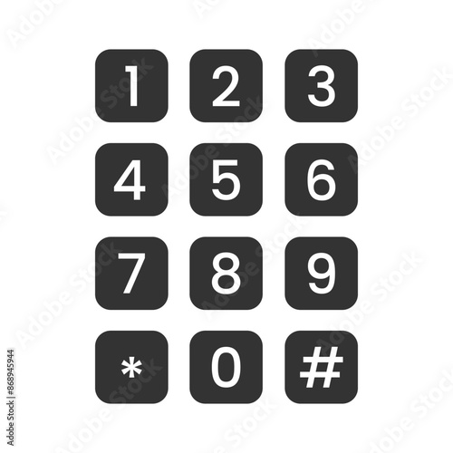 Number pad icon isolated vector illustration.