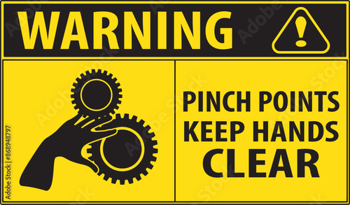 Pinch points warning industrial notice vector.eps