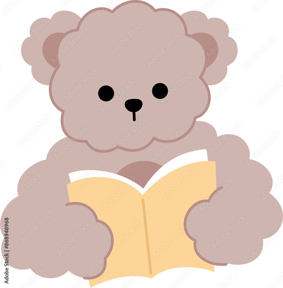 Fototapeta premium cute bear reading book cozy and relaxing