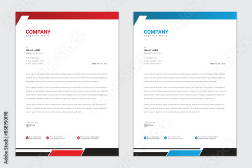 Clean and professional corporate company business letterhead template design, Letterhead template in Abstract style design with 2 colors.
