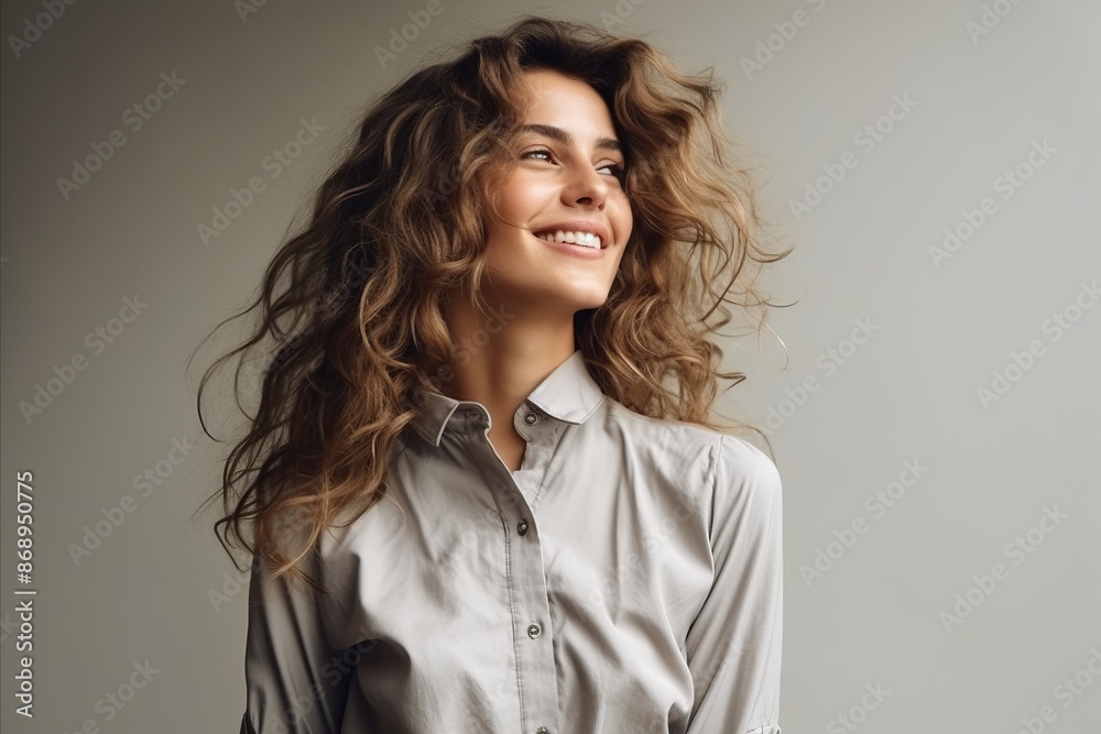 Portrait of a beautiful young woman with long wavy hair. Portrait of a beautiful young woman with long wavy hair.