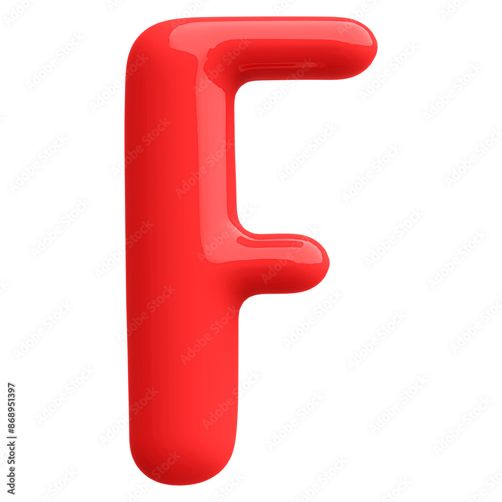 Red 3D Bubble Font Letter F uppercase