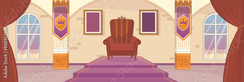Cute and nice design of Castle with furniture and interior objects vector design