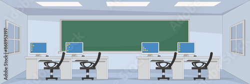Cute and nice design of Computer Room and interior objects vector design