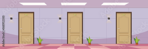 Cute and nice design of Hallway With Lift Doors and interior objects vector design