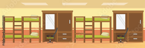 Cute and nice design of Hostel Room and interior objects vector design