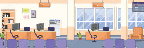 Cute and nice design of Loan Company and interior objects vector design