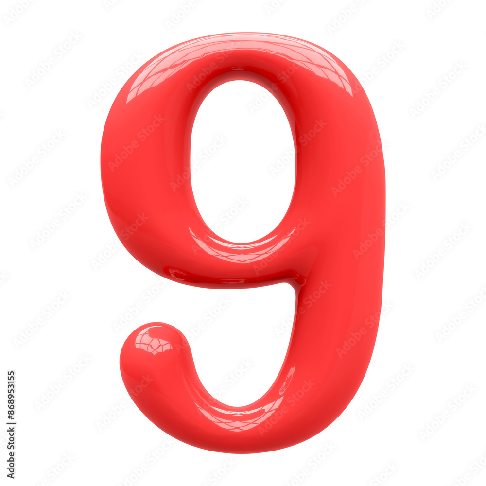 Red 3D Number 9 Red 3D Number 9