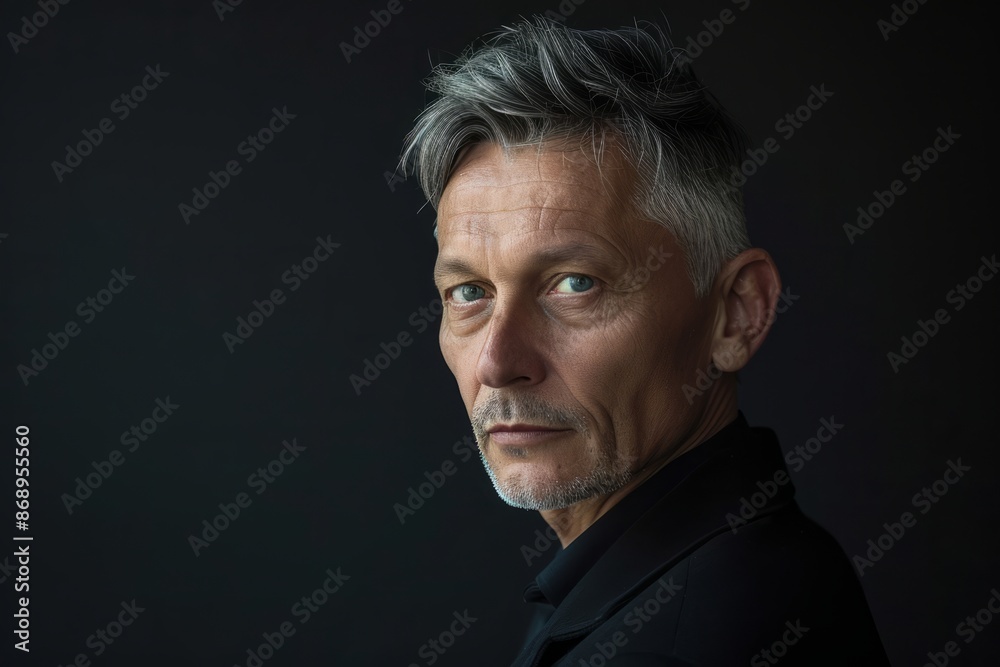 Portrait of a senior man with grey hair and gray eyes. Portrait of a senior man with grey hair and gray eyes.