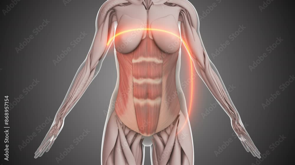Female abdominal fat lose animation