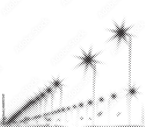 Halftone star burst effect background. Halftone light effect. glowing light burst. abstract grunge halftone dots background.