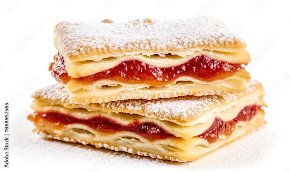 Pile of jam filled strudel biscuits isolated on white background Pile of jam filled strudel biscuits isolated on white background