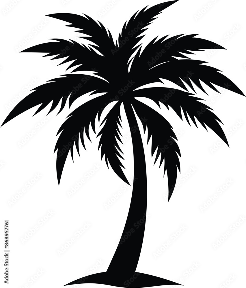 Collection of a black palm trees shapes, silhouettes of an exotic plants. Vector illustration isolated on white background Collection of a black palm trees shapes, silhouettes of an exotic plants. Vector illustration isolated on white background
