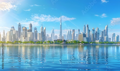 Dubai Skyline Under a Sunny Blue Sky