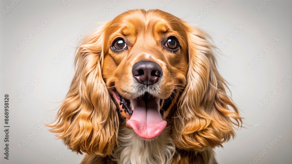 Adorable cocker spaniel with floppy ears and wagging tail, sticking out tongue in joyful canine expression, isolated background. Adorable cocker spaniel with floppy ears and wagging tail, sticking out tongue in joyful canine expression, isolated background.