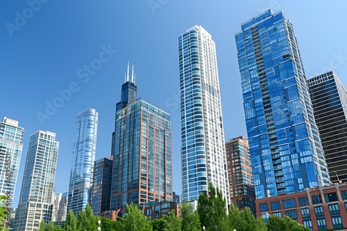 Wallpaper Mural Chicago Skyline with Modern Towers and Blue Sky Torontodigital.ca