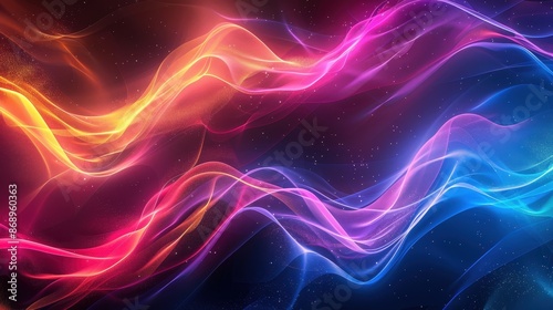 A stunning abstract background featuring vibrant, flowing waves of color with sparkling particles, perfect for digital art and design projects.