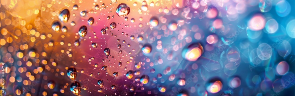 Raindrops On A Glass Window With A Colorful Blurred Background Raindrops On A Glass Window With A Colorful Blurred Background